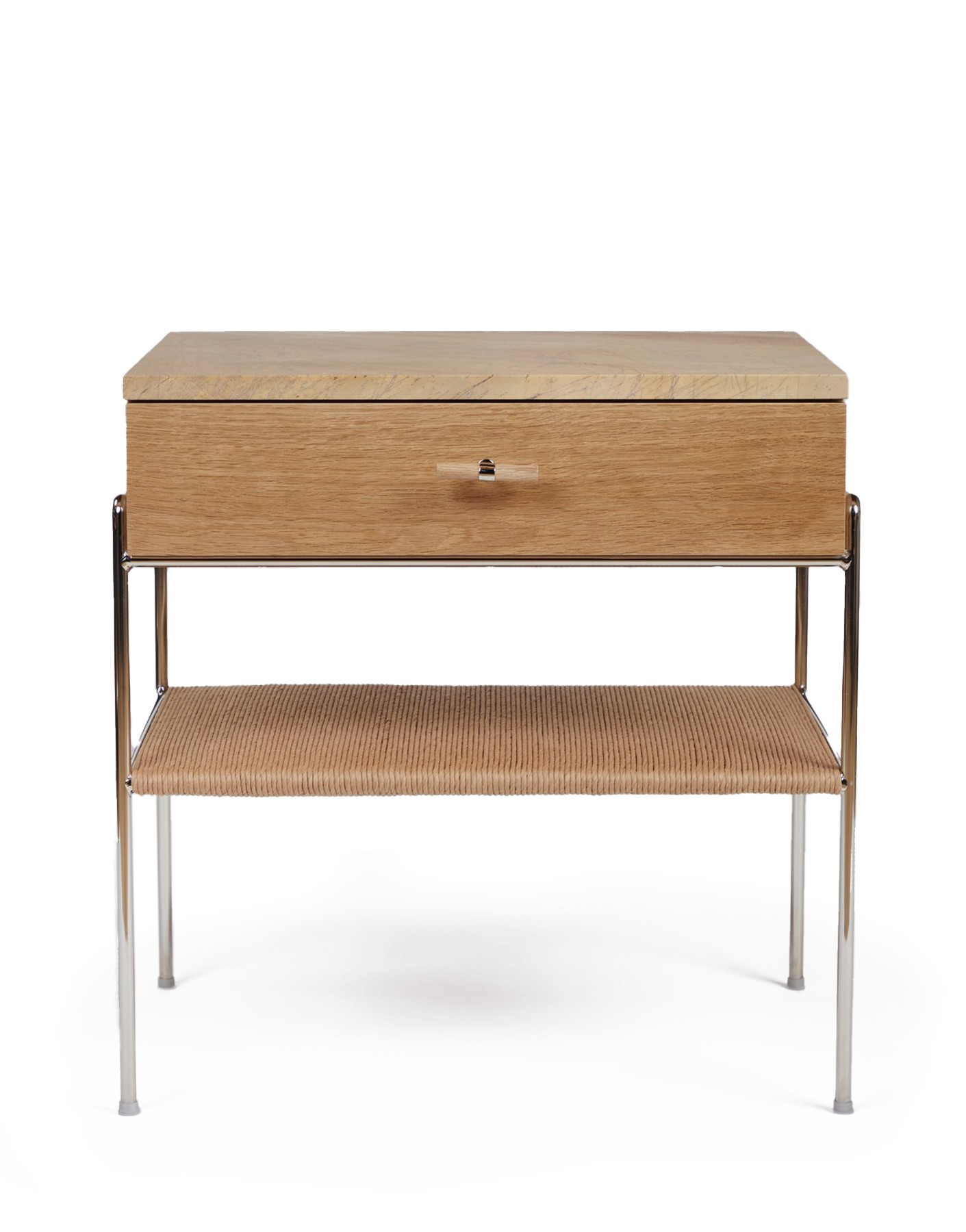 Oak and Rush Bedside Table with Drawer — Milwood Design — FAIR